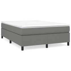 vidaXL Cama box spring con colchón tela gris oscuro 140x200 cm