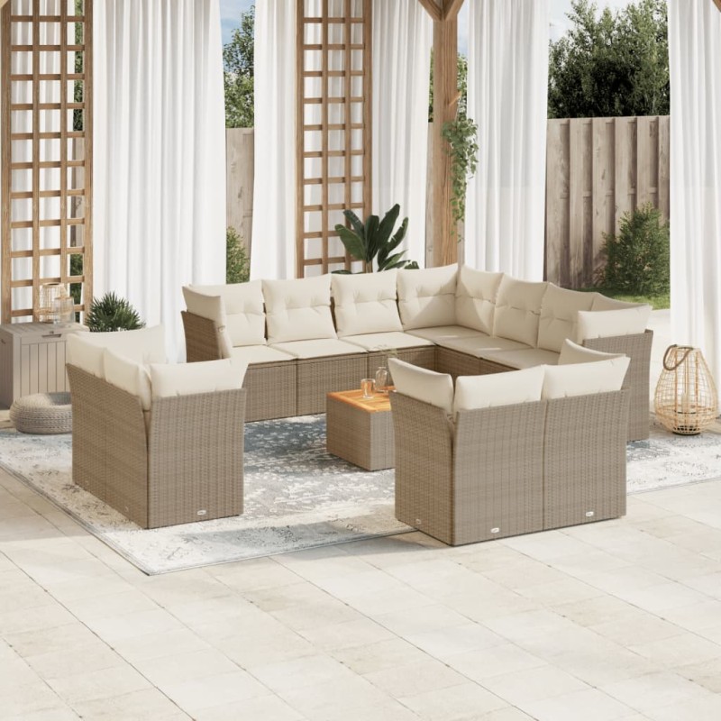 vidaXL Set de sofás de jardín 12 pzas y cojines ratán sintético marrón vidaXL Set de sofás de jardín 12 pzas y cojines ratán sintético marrón