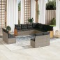vidaXL Set de sofás de jardín 11 pzas y cojines ratán sintético gris vidaXL Set de sofás de jardín 11 pzas y cojines ratán sintético gris