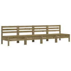 vidaXL Sofá de jardín sin reposabrazos 4 uds madera pino impregnada