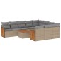 vidaXL Set de sofás de jardín 11pzas con cojines ratán sintético beige vidaXL Set de sofás de jardín 11pzas con cojines ratán sintético beige