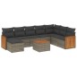 vidaXL Set de muebles de jardín 9 pzas y cojines ratán sintético gris vidaXL Set de muebles de jardín 9 pzas y cojines ratán sintético gris