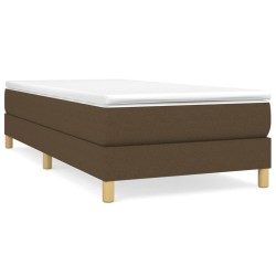 vidaXL Cama box spring con colchón tela marrón oscuro 100x200 cm
