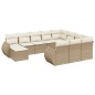 vidaXL Set de sofás de jardín 11pzas con cojines ratán sintético beige vidaXL Set de sofás de jardín 11pzas con cojines ratán sintético beige