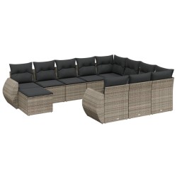 vidaXL Set de sofás de jardín 11 pzas y cojines ratán sintético gris