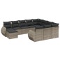 vidaXL Set de sofás de jardín 11 pzas y cojines ratán sintético gris vidaXL Set de sofás de jardín 11 pzas y cojines ratán sintético gris