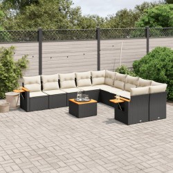 vidaXL Set de sofás de jardín 11 pzas y cojines ratán sintético negro