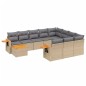 vidaXL Set de sofás de jardín 11pzas con cojines ratán sintético beige vidaXL Set de sofás de jardín 11pzas con cojines ratán sintético beige