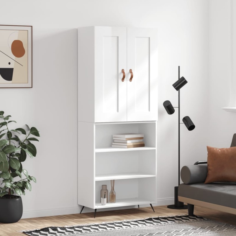 vidaXL Aparador alto madera contrachapada blanco brillo 69,5x34x180 cm vidaXL Aparador alto madera contrachapada blanco brillo 69,5x34x180 cm