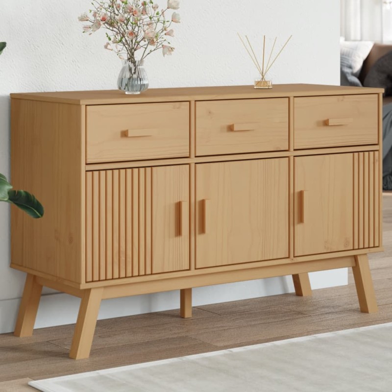 vidaXL Aparador OLDEN madera maciza de pino marrón 114x43x73,5 cm vidaXL Aparador OLDEN madera maciza de pino marrón 114x43x73,5 cm