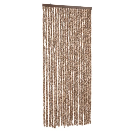 vidaXL Cortina antimoscas chenilla beige y marrón oscuro 100x230 cm