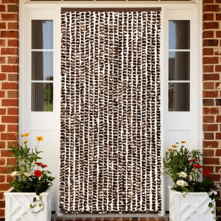 vidaXL Cortina antimoscas chenilla marrón y blanco 56x200 cm