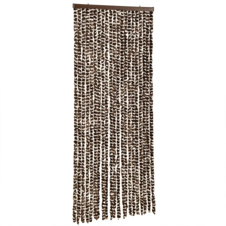 vidaXL Cortina antimoscas chenilla marrón y blanco 56x200 cm