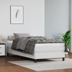 vidaXL Cama box spring con colchón cuero sintético blanco 90x190 cm