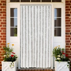 vidaXL Cortina antimoscas chenilla gris claro y blanco 90x200 cm