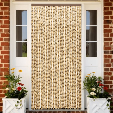 vidaXL Cortina antimoscas chenilla beige y marrón 56x200 cm