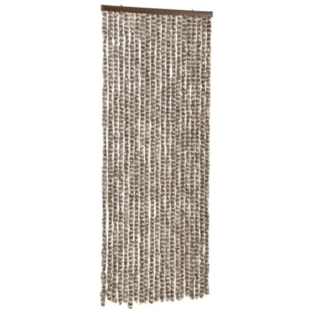 vidaXL Cortina antimoscas chenilla gris taupe y blanco 56x200 cm