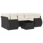 vidaXL Set de comedor de jardín 7 pzas y cojines ratán sintético negro