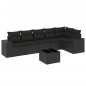 vidaXL Set de comedor de jardín 7 pzas y cojines ratán sintético negro vidaXL Set de comedor de jardín 7 pzas y cojines ratán sintético negro