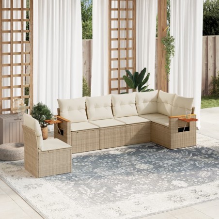 vidaXL Juego de sofás jardín con cojines 6 pzas ratán sintético beige