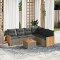 vidaXL Set de sofás de jardín 7 piezas con cojines ratán PE gris vidaXL Set de sofás de jardín 7 piezas con cojines ratán PE gris