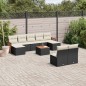 vidaXL Set de sofás de jardín 10 pzas cojines ratán sintético negro