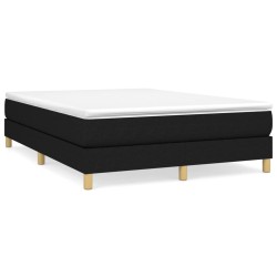 vidaXL Cama box spring con colchón tela negro 140x200 cm