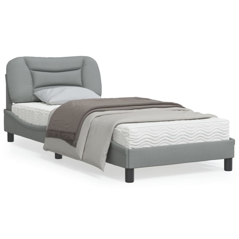 vidaXL Estructura de cama con cabecero de tela gris claro 90x190 cm vidaXL Estructura de cama con cabecero de tela gris claro 90x190 cm