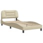 vidaXL Estructura de cama con cabecero de tela color crema 90x200 cm vidaXL Estructura de cama con cabecero de tela color crema 90x200 cm