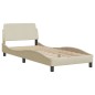 vidaXL Estructura de cama con cabecero de tela color crema 90x200 cm vidaXL Estructura de cama con cabecero de tela color crema 90x200 cm