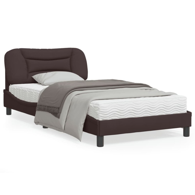 vidaXL Estructura de cama con cabecero de tela marrón 100x200 cm vidaXL Estructura de cama con cabecero de tela marrón 100x200 cm