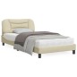 vidaXL Estructura de cama con cabecero de tela color crema 100x200 cm vidaXL Estructura de cama con cabecero de tela color crema 100x200 cm