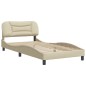 vidaXL Estructura de cama con cabecero de tela color crema 100x200 cm vidaXL Estructura de cama con cabecero de tela color crema 100x200 cm