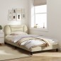 vidaXL Estructura de cama con cabecero de tela color crema 100x200 cm vidaXL Estructura de cama con cabecero de tela color crema 100x200 cm
