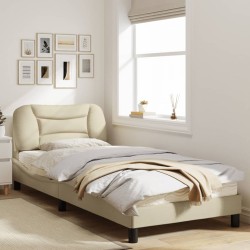 vidaXL Estructura de cama con cabecero de tela color crema 80x200 cm