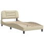 vidaXL Estructura de cama con cabecero de tela color crema 80x200 cm vidaXL Estructura de cama con cabecero de tela color crema 80x200 cm
