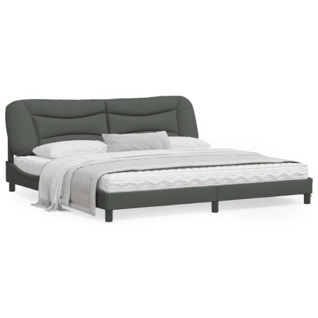 vidaXL Estructura de cama con cabecero tela gris oscuro 200x200 cm