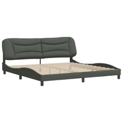 vidaXL Estructura de cama con cabecero tela gris oscuro 200x200 cm