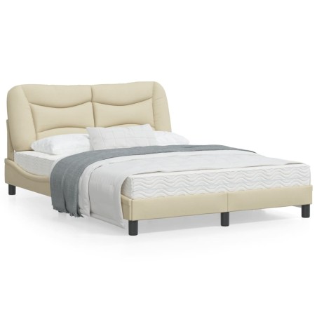 vidaXL Estructura de cama con cabecero de tela color crema 140x200 cm