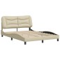 vidaXL Estructura de cama con cabecero de tela color crema 140x200 cm vidaXL Estructura de cama con cabecero de tela color crema 140x200 cm