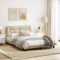 vidaXL Estructura de cama con cabecero de tela color crema 140x200 cm vidaXL Estructura de cama con cabecero de tela color crema 140x200 cm