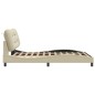 vidaXL Estructura de cama con cabecero de tela color crema 140x200 cm vidaXL Estructura de cama con cabecero de tela color crema 140x200 cm