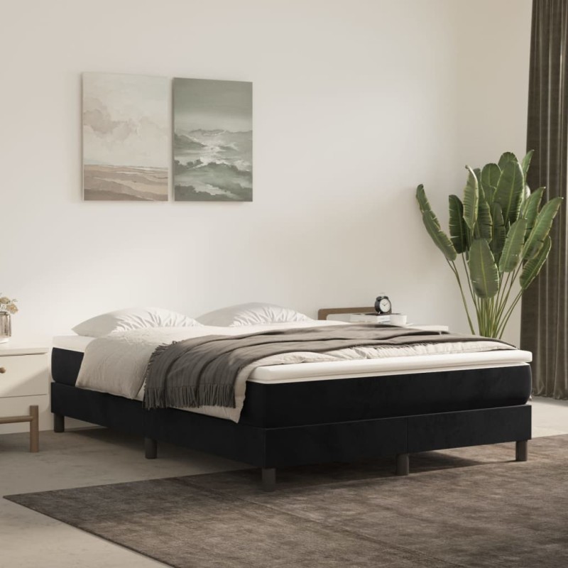 vidaXL Cama box spring con colchón terciopelo negro 140x190 cm vidaXL Cama box spring con colchón terciopelo negro 140x190 cm