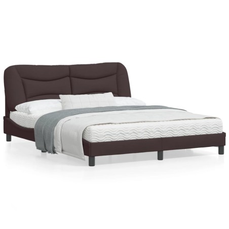vidaXL Estructura de cama con cabecero de tela marrón 160x200 cm