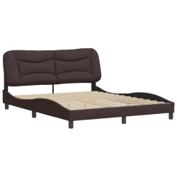 vidaXL Estructura de cama con cabecero de tela marrón 160x200 cm