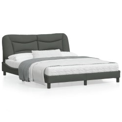 vidaXL Estructura de cama con cabecero tela gris oscuro 160x200 cm