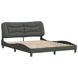 vidaXL Estructura de cama con cabecero tela gris oscuro 160x200 cm