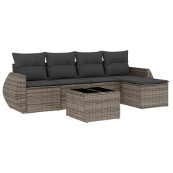 vidaXL Set de muebles de jardín 6 pzas y cojines ratán sintético gris