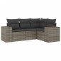 vidaXL Set de sofás de jardín 4 pzas y cojines ratán sintético gris vidaXL Set de sofás de jardín 4 pzas y cojines ratán sintético gris