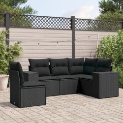 vidaXL Set de muebles de jardín 5 pzas y cojines ratán sintético negro